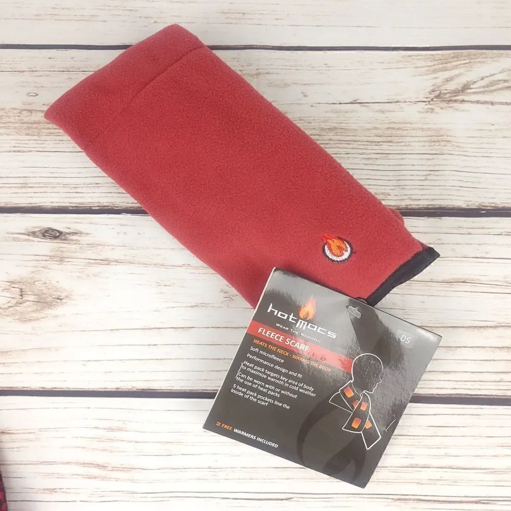 Hotmocks Red Fleece Scarf with Heat Pack Pockets Onw Size